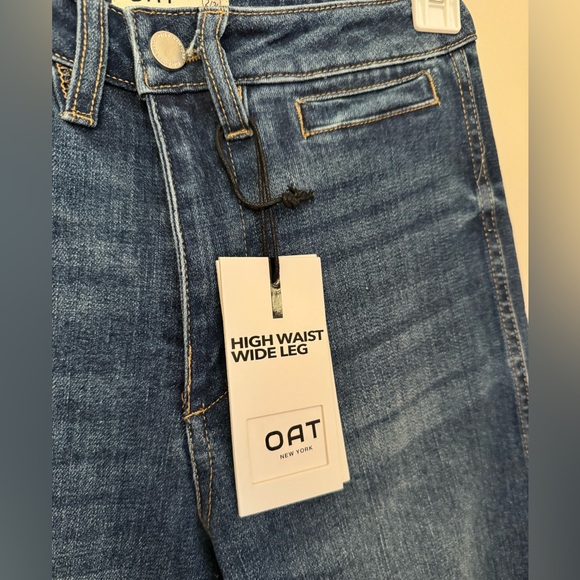 Oat New York High Waist Wide Leg Denim Jeans Size 2/26 NWT Dark Wash Stretch - Picture 3 of 6